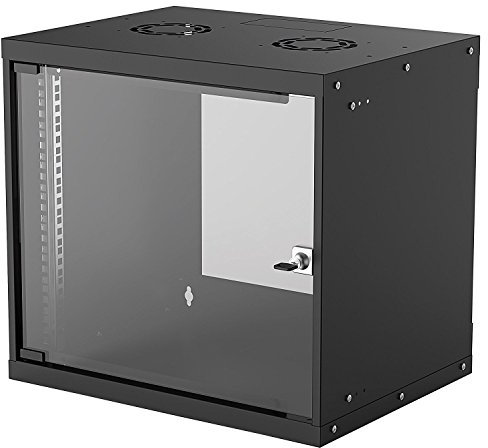 Kab24® Basic Line Netzwerkschrank Serverschrank Wandhehäuse Netzwerk Wandschrank Wandverteiler SOHO Schrank schwarz 19 Zoll 9 HE H:50 x B:54 x T:40cm