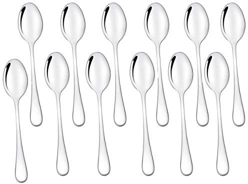Wesdxc56 Demitasse - Set di 12 cucchiaini da caffè, in acciaio inox 18/10, per dessert, tè, antipasto, 4,7