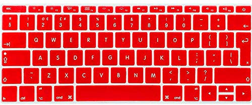 FINDING CASE EU/UK Apple keyboard skin cover Compatible MacBook Pro 13 Inch A1708 2017/2016 Release (No Touch Bar) & New MacBook 12 Inch A1534-Adhesive Premium Ultra Thin Keyboard Cover (Red)