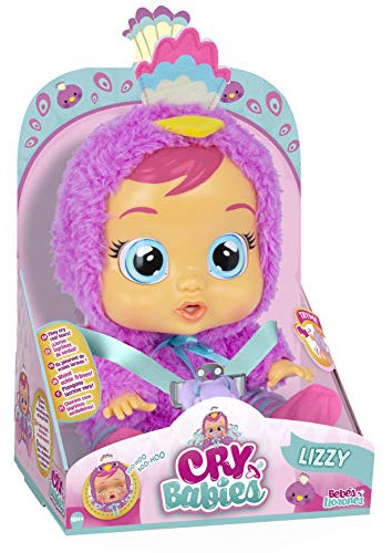 CRY BABIES Lizzy, der Rosaflamingo | Interaktive Spiel- & Funktionspuppe mit Schnuller, die echte Tränen weint | Kinder ab 2 Jahren geeignet
