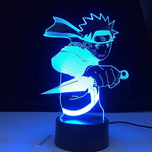 XKIOA Lampe de chevet Bluetooth Anime Naruto Uzumaki Kids Led Night Light Team 7 Kakashi Hatake Enfant Chambre Décor Coloré Veilleuse Sasuke Uchiha 3D Lampe