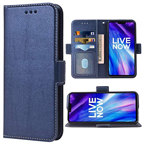Handyhülle für LG V40 ThinQ Folio Flip Wallet Case,PU Leather Credit Card Holder Slots Full Body Protection Kickstand Hard Hybrid Protective Phone Cover for LGV40 Storm V 40 Thin Q V40ThinQ Dark Blue