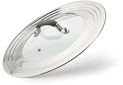 WISH Universal Pans Pots Lid Cover Fit All 7 Inch to 12 Inch Pots/Pans/Woks Stainless Steel and Glass Lid with Heat Resistant Knob