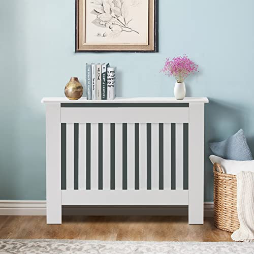 TUKAILAi Modern Radiator Cover Cabinet Radiator Protective Vertical Slat Cabinet MDF for Home Living Room Bedroom Home, Medium