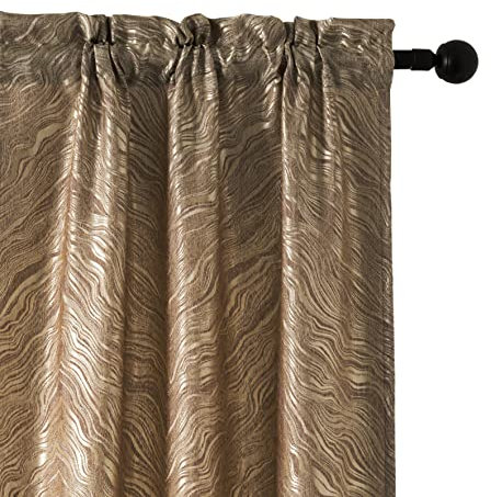 Girasole paire de rideaux occultants à motif vagues, effet métallisé, pour salon, chambre, bureau, balcon, porte, fenêtre, 2 panneaux avec passe-tringle (doré, 70 x 150 cm)