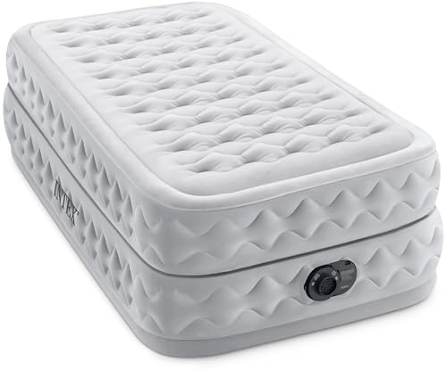 Intex Supreme Air Flow Airbed, 20 Inch Raised Air Mattress with Internal/Built-in Pump and Portable Storage Carrying Case, Twin