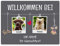 Hunde Schild personalisiert - Willkommen bei - Metallschild mit Foto und Name für außen, wetterfestes Türschild für Hundebesitzer - DIN A5-21 x 15 cm, Zwei Tiere, grau