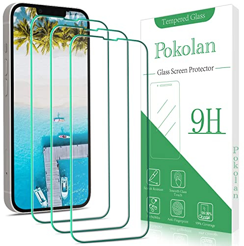 Pokolan [3 Pack Screen Protector for iPhone 14, iPhone 13, iPhone 13 Pro | Tempered Glass, 9H Hardness, Case Friendly, Bubble Free, Anti-Scratch, Easy to Install