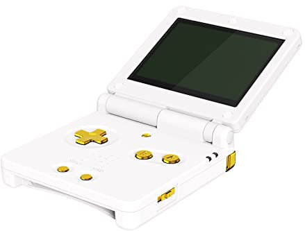 eXtremeRate DIY-Ersatz Tasten Set kompatibel mit Nintendo Gameboy Advance SP, Custom Buttons Replacement D-Pad A B L R Knöpfe Ersatzteile Zubehör für GBA SP Console-Chrome Gold