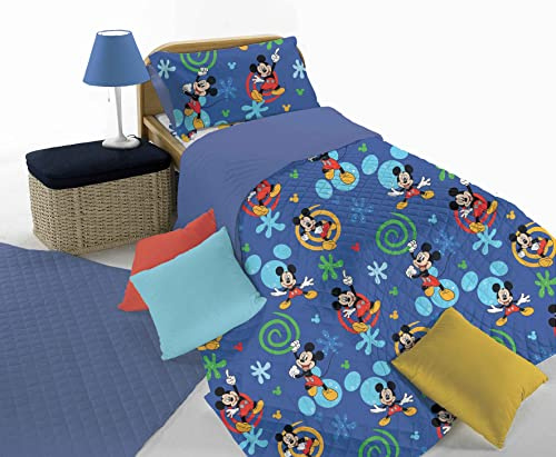Mickey Tagesdecke für Einzelbett, gesteppt, Baumwolle, 170 x 270 cm, offizielles Produkt