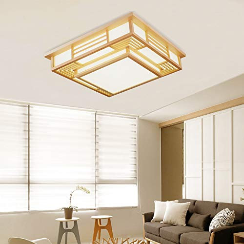 Japanische Deckenleuchte Deckenlampen LED Lampen japanische Wohnzimmer Licht Protokolle Deckenlampen Japanisch Stil Lampe Fernbedienung stufenlose Dimming Led Deckenleuchte Massivholz Lampe