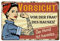 CREATCABIN Vorsicht Vor Der Frau Des Hauses Schild Vintage Blechschilder Lustiges Metallblechschild Wandkunst Gartenhaus Plaque Für Mann Frau Küche Café Wand Halloween Weihnachtsdekoration 12 x 8 Zoll
