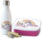 GRAZDesign Einhorn Brotdose und Trinkflasche Set für Mädchen mit Namen | personalisierte Brotdose mit Trennwand | Trinkflasche aus Edelstahl 350ml | Geschenk zur Einschulung