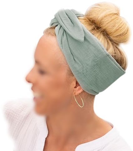Papierdrachen Musselin Haarband für Damen zum Selbstbinden - Knotenband - Stirnband - Haar Accessoires - Herbst und Sommer - türkis - für Frauen