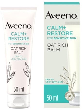 Aveeno Face Calm+Restore Rich Oat Moisturising Balm (1x 50ml), 24-Hour Hydration Face Moisturiser with Triple Oat Complex, (packaging may vary)