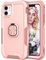 Knoowcase for iPhone 11 Case Shockproof iPhone 11 Phone Case with Ring Military Grade Full Protective TPU Bumper Hard PC Back Cover Built-in Magnetic Kickstand Car Mount Case, Pink