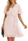 GRECERELLE Robe portefeuille d'été décontractée en mousseline de soie plissée à la taille pour femme, 12 Pd Rose clair, M