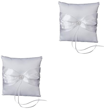 jojofuny 2 Stücke Braut Kissen Hochzeit Träger Kissen 10x10cm Satin Und Strass Für Hochzeit Zeremonie