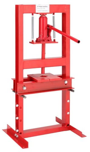DKIEI 6 Ton Hydraulic Press, Hydraulic Floor Workshop Press, Height Adjustable, Up to 450mm Working Range, Heavy Duty Standing Press for Workshop Garage(Red)