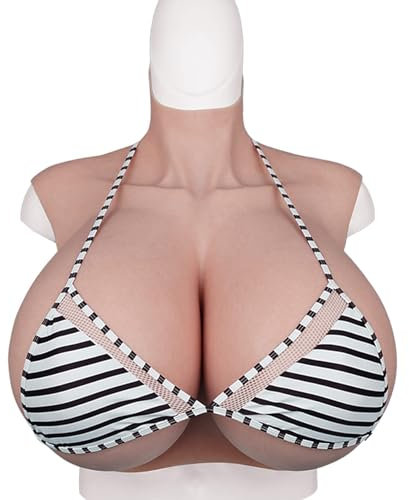 HUANQIN Fake Boobs, Breast Enlargement, Bra Inserts, False Breasts Cotton Filled Z Cup, Simulation Breast Fake Boobs Cosplay Crossdresser Breast, Silicone Breast Forms Huge Breastplate, Ivory