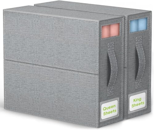 Bettwäsche Aufbewahrungstasche, 2 Stück Bettlaken Organizer mit Reißverschlüss, Faltbarer Aufbewahrungsbox für Kleidung, Bettdecken und Bettwäsche, Platzsparende Unterbett Aufbewahrung (Grau)
