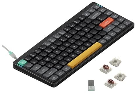 nuphy Air75 V2 Kabellose mechanische Tastatur, 84 Tasten RGB Hot-Swap Tastatur, unterstützt Bluetooth 5.1, 2.4G und kabelgebundener Verbindungc für PC/Laptop/Windows/Mac-Black Gateron Brown Switch