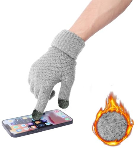 Figarge Winter Touchscreen Handschuhe, Warme Strick Handschuhe Verdickte Winterhandschuhe Stretch Strick Fingerhandschuhe für Damen und Herren