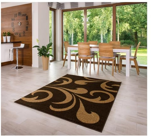 MDEKOR Teppich für Wohnzimmer Schlazimmer Esszimmer 140x190 Braun ÖKO-TEX Kurzflor Wohnzimmerteppich