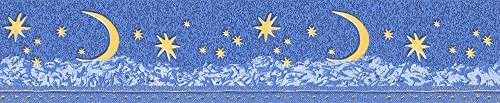 BRICOFLOR Frise papier peint bleu étoile & lune chambre enfant Frise tapisserie ciel étoilé bleu chambre bébé Frise murale enfant ciel & étoile