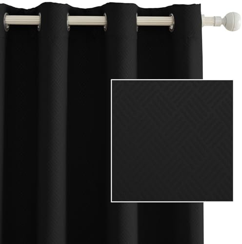 Ystyle Tende Oscuranti per Interni 2 Pezzi, 140x260 CM, Termiche Isolanti, Anti-Rumore, con Anelli, Tenda Moderna Per Camera da Letto e Soggiorno, Nero