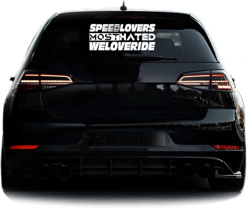 Autoaufkleber Set SPEEDLOVERS MOSTHATED WELOVERIDE Tuning Sticker Heckscheibe KFZ Aufkleber (Glanz Weis)