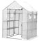 Fiqops Serra in pellicola con 8 ripiani e zanzariera, serra da giardino, 143 x 143 x 195 cm, in pellicola, resistente all'inverno e impermeabile, colore: bianco