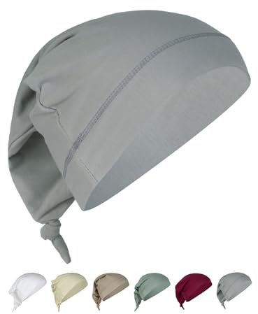 beties BasicSoft Jersey Schlaf-Mütze Zipfelmütze 100% Baumwolle in Silber-grau, weiche atmungsaktive Nachtmütze