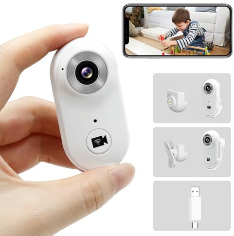 Camara Espía WiFi , 1080P HD & 140° Gran Angular Estabilización Mini Camara Bicicletas, Nivelación Horizontal Automática Camara Action con Batería de Gran Capacidad para Uso en Deportes al Aire Lib