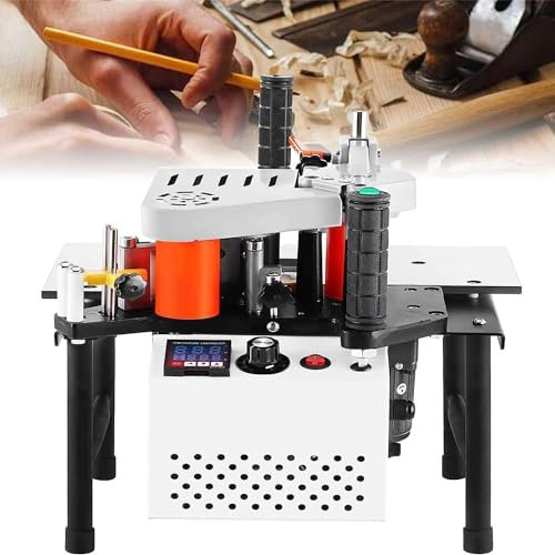 Plaqueuse de Chants pour Le Travail du Bois, plaqueuse de Chants Portable, Alimentation/Coupe Automatique, Bande de Chant Double Face en PVC pour Bords Droits et arcs, 220 V