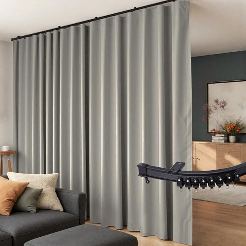Raumteiler-Vorhänge, Flexibles Deckenschienen-Set, Vorhangschiene, Deckenmontage, Verdunkelungsvorhang für Wohnzimmer, Schlafzimmer, Deckenvorhangstange, Sichtschutz, Trennwände, B 180 x H 84 cm