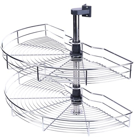 TMY Magic Corner Eckschrank Organizer Auszug Küchenschrank bis 20 kg | Drehbarer Eckkorb 1/2 Rad, Korrosionsbeständig, Einfache Montage, für Schränke ab 400 mm Breite
