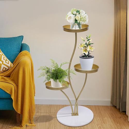 Rack Organizer 3 Tier Plant Stand, 30'' Metal Plant Pot Holder Indoor Outdoor, Tall Metal Shelf Holder for Indoor, Outdoor Display Rack