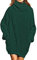 Viottiset Damen Übergroßes Pulloverkleid Langarm Rollkragen Mini Pullover Gerippt Oversize Wollkleid Winter Dunkelgrün M
