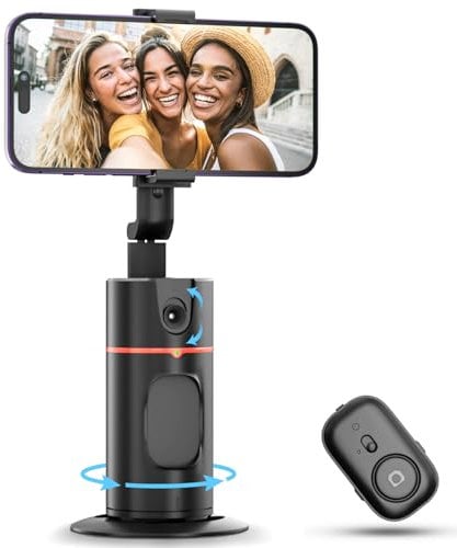 Auto Face Tracking Tripod, NO APP Required, 360° Rotation Smart Shooting Holder, Gesture Control, Body Tracking Selfie Stick, Rechargeable Auto Phone Camera Mount for Vlog/Streaming/Video/Tiktok