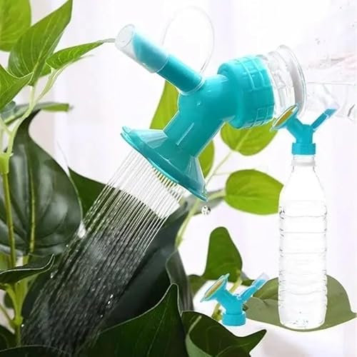 Boquilla de plástico reutilizable 2 en 1 para agua de flores, botella de riego, aspersor, suministros de jardín, herramientas (2 piezas, azul)