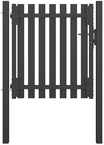 Brokky Garden Fence Gate Steel 1x1.25 m Anthracite,Garden Gates High galvanised wrought iron metal swing gate