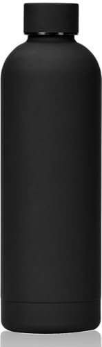 Borraccia Termica 750ml in Acciaio Inox,Borracce Senza Perdite,Borsa Portatile Borraccia Sportiva,12H Caldo/24 Freddo Borraccia Termica,Senza Bpa,Bottiglia per Bevande Gassate,Nera