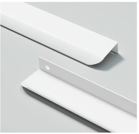Tiradores ocultos para muebles, 4 unidades, de aluminio, para muebles, de cocina, color blanco, 8 cm (borde redondeado)