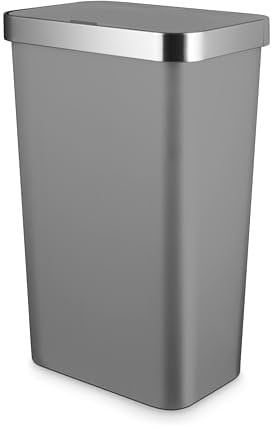 Tower T838028GRY Rectangular ABS Sensor Bin with Bin Liner Retainer Ring, 50L, Grey