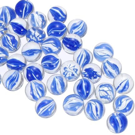QUARKZMAN Glasperlen, 1 Set runde Glas-Edelsteine Blau 0,60 Pfund (0,63) Glas-Murmeln Kieselsteine für Vasenfüller Aquarium Dekor DIY Handwerk