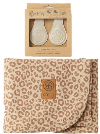 Cloby CBY-SET-LPB-BE Set UV-Schutz-Decke Leopard braun und magnetische Clips beige