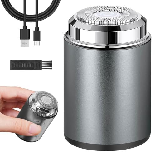 AOOWU Rasierer Herren Elektrisch, Mini-Elektrorasierer, Nass- und Trockenrasierer Tragbarer, Wasserdichter Multifunktionaler, Elektrischer Rasierer für Herren, Rasierer,Tiefenreinigung Shaver Men Grau