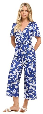 M&Co Petite & White Leaf Print Jumpsuit - Women's
