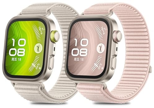 2 Nylonbänder Kompatibel für Huawei Watch Fit 3/4/4Pro/5/5Pro | Uhrenzubehör Ersatzband, Leicht, Weich, Bequem, Waschbar, Atmungsaktiv, Schnelltrocknend Sportarmband, Unisex